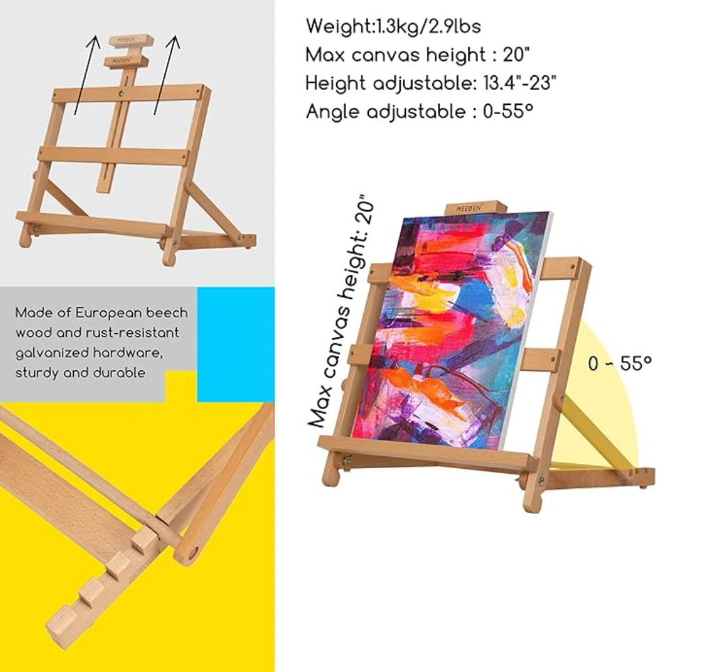 MEEDEN Acrylic Paint Set – 100 Colors, Wood Easel, Brushes & Canvases