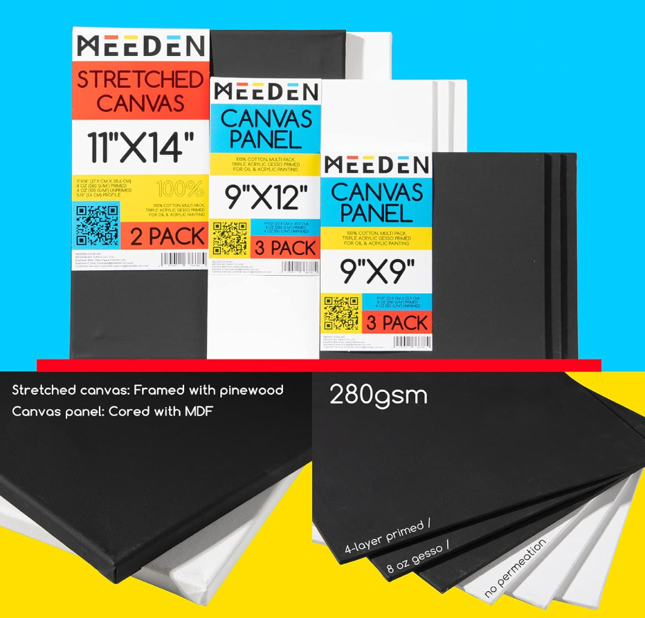 MEEDEN Acrylic Paint Set – 100 Colors, Wood Easel, Brushes & Canvases