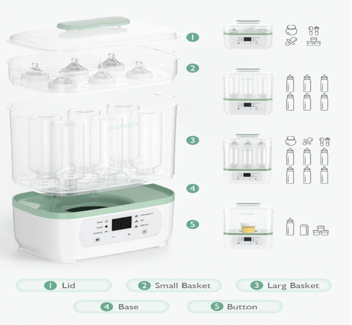 Momcozy 8-in-1 Baby Bottle Sterilizer & Dryer – Fast Steam & Large Capacity
