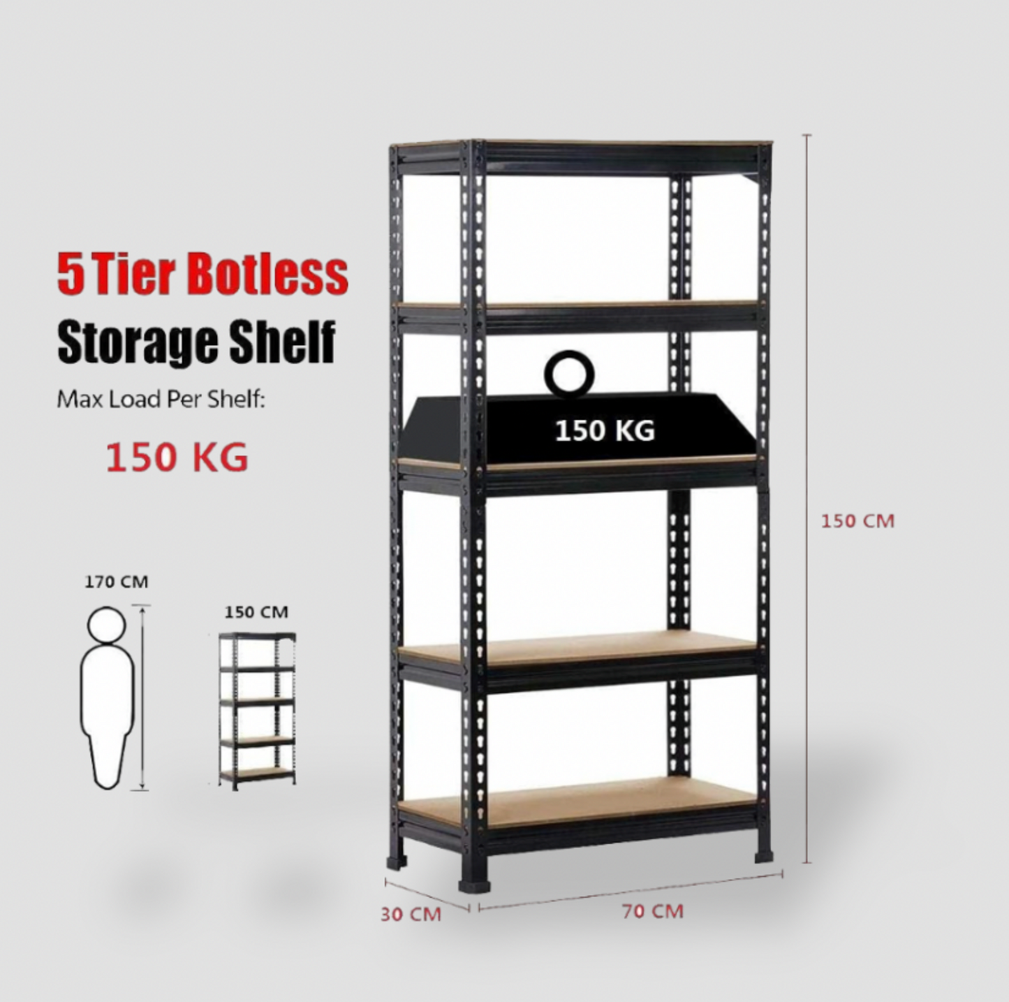 Yaheetech 5-Tier Adjustable Storage Rack – Heavy-Duty Shelving for Garage, Home & Office