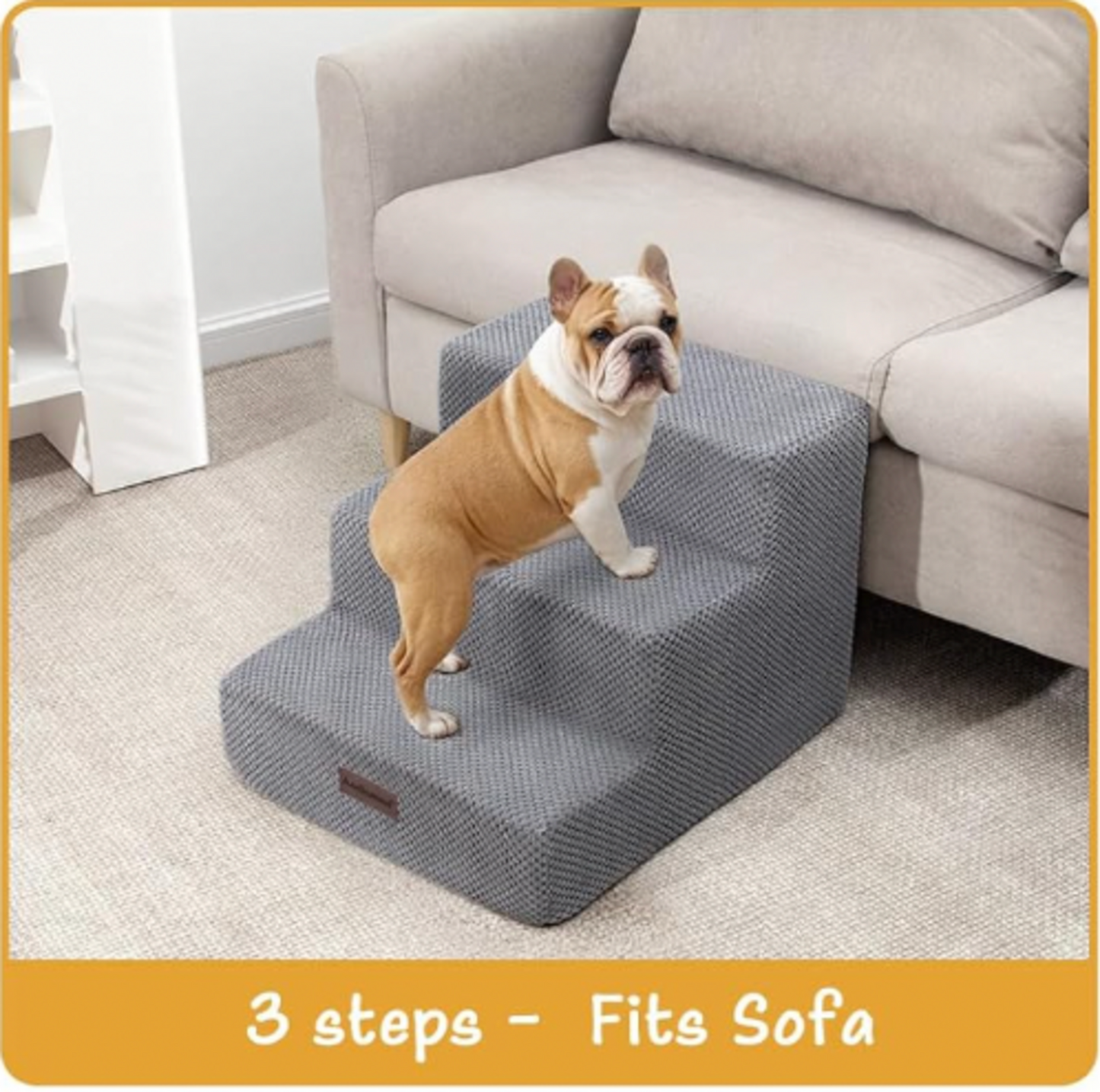 Dog Steps for Small Dog – 3-Step Dog Stairs for High Beds and Couch