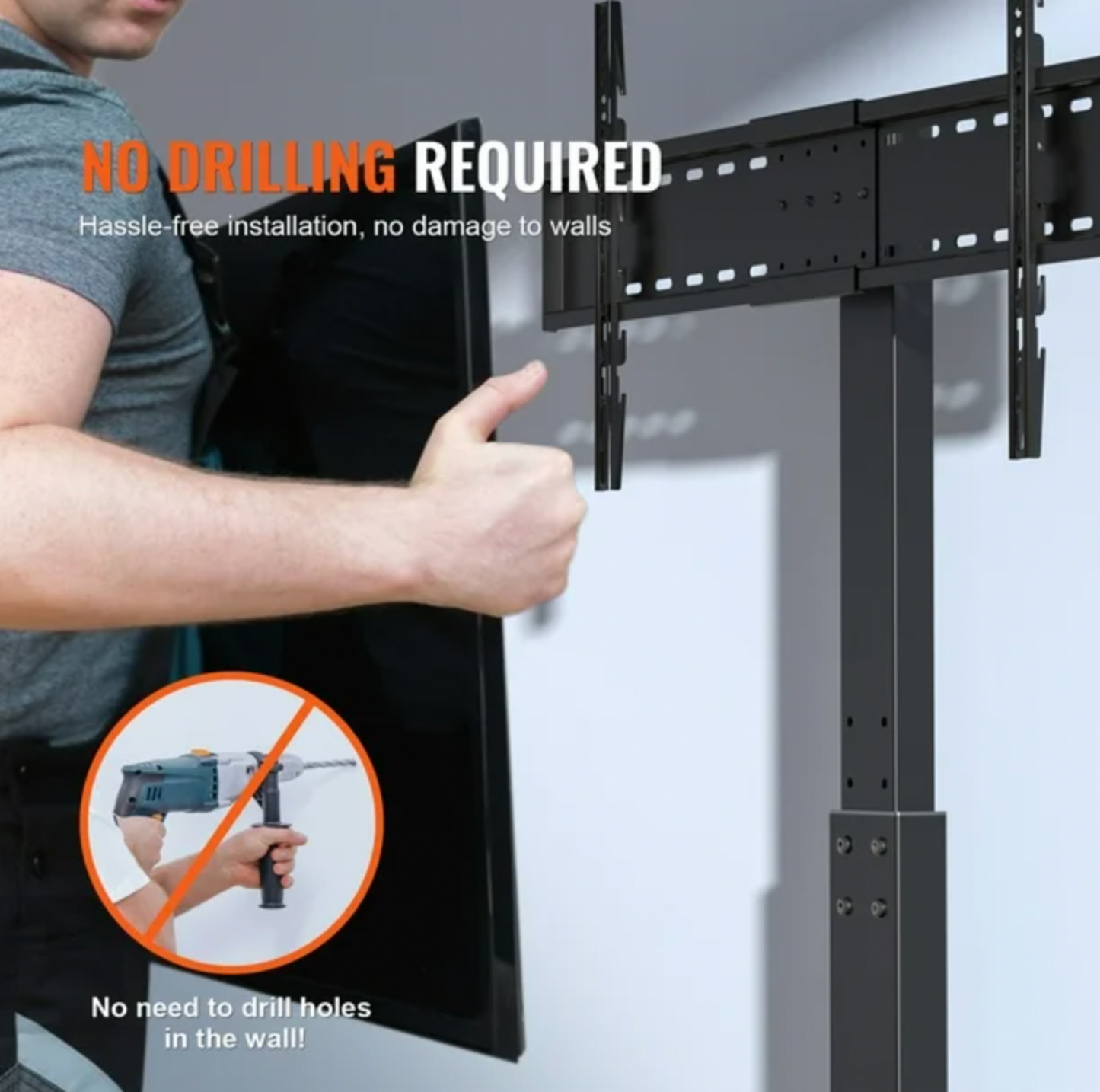 VEVOR TV Stand Mount – Swivel & Height Adjustable Floor Stand for 32” to 85” TVs with Tempered Glass Base