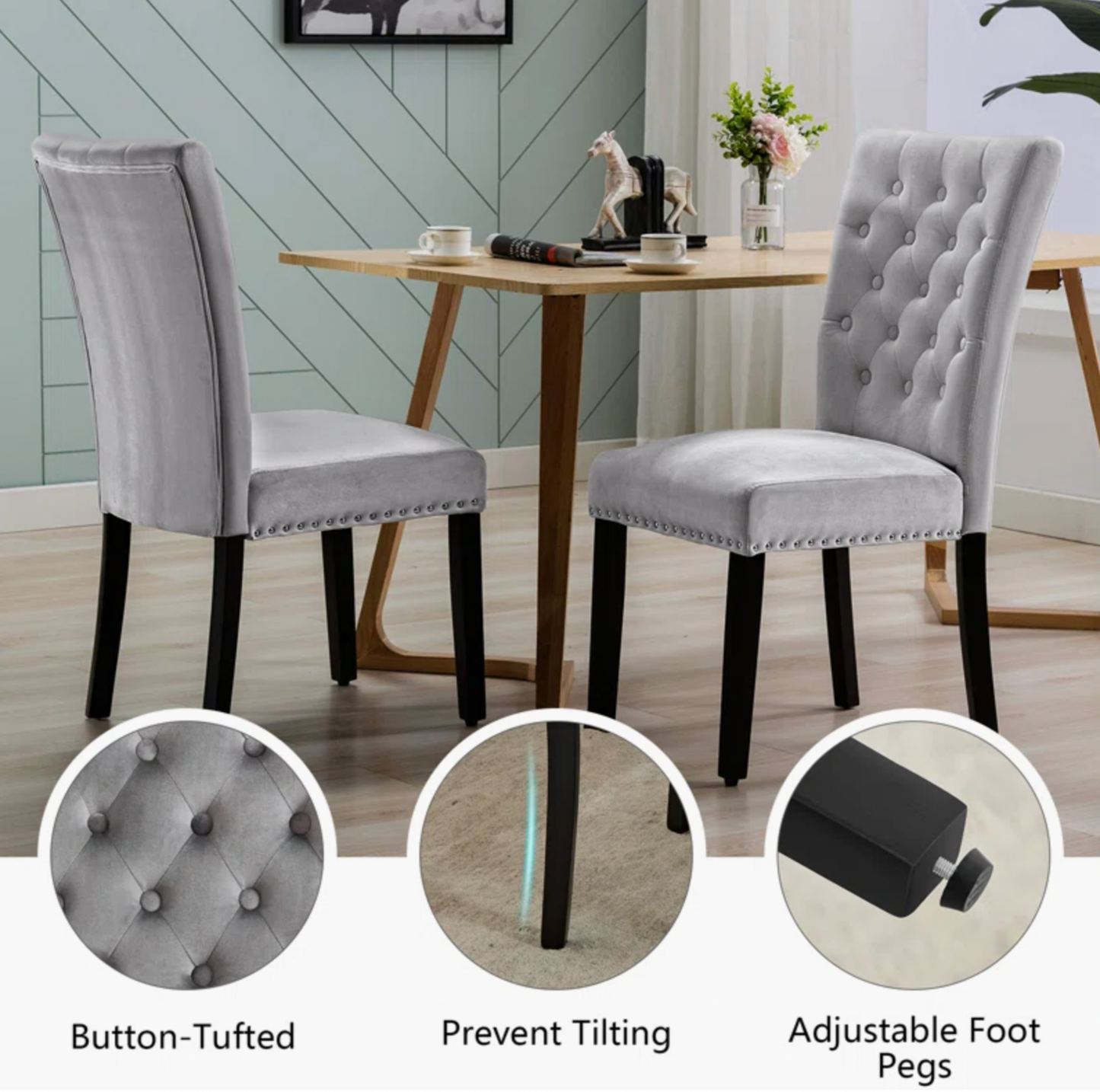 Tufted Velvet Modern Dining Chair (Set of 2)