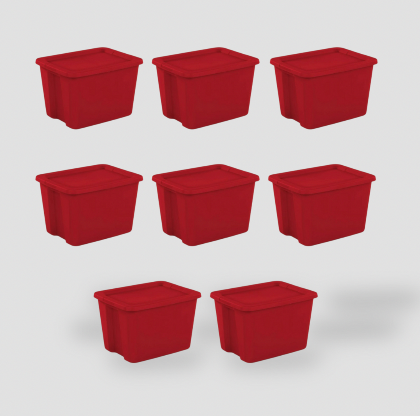 Sterilite Plastic 18-Gallon Tote Box – Red (Set of 8)
