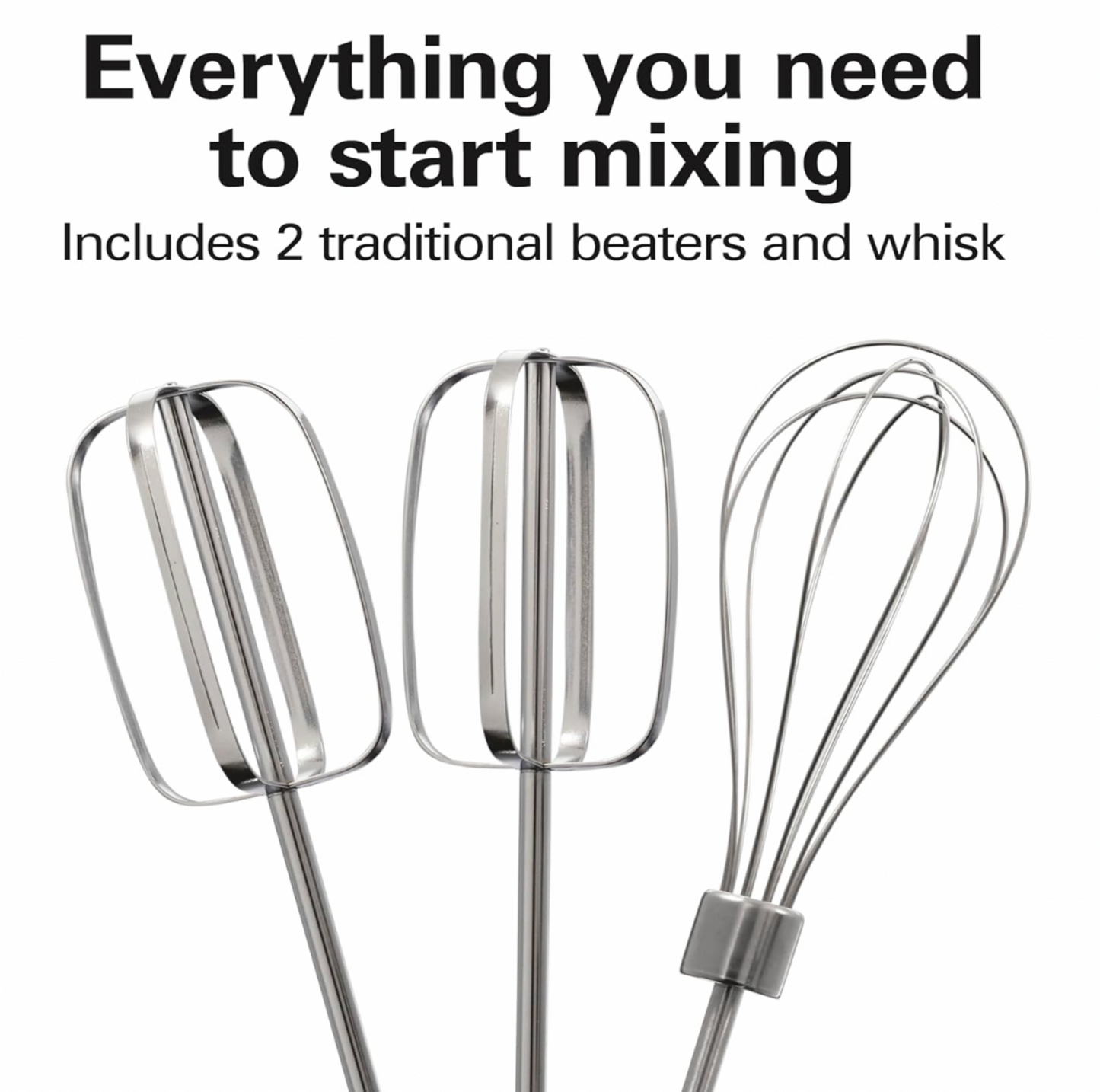 Hamilton Beach 6-Speed Electric Hand Mixer – With Whisk, Beaters, and Snap-On Storage Case, White