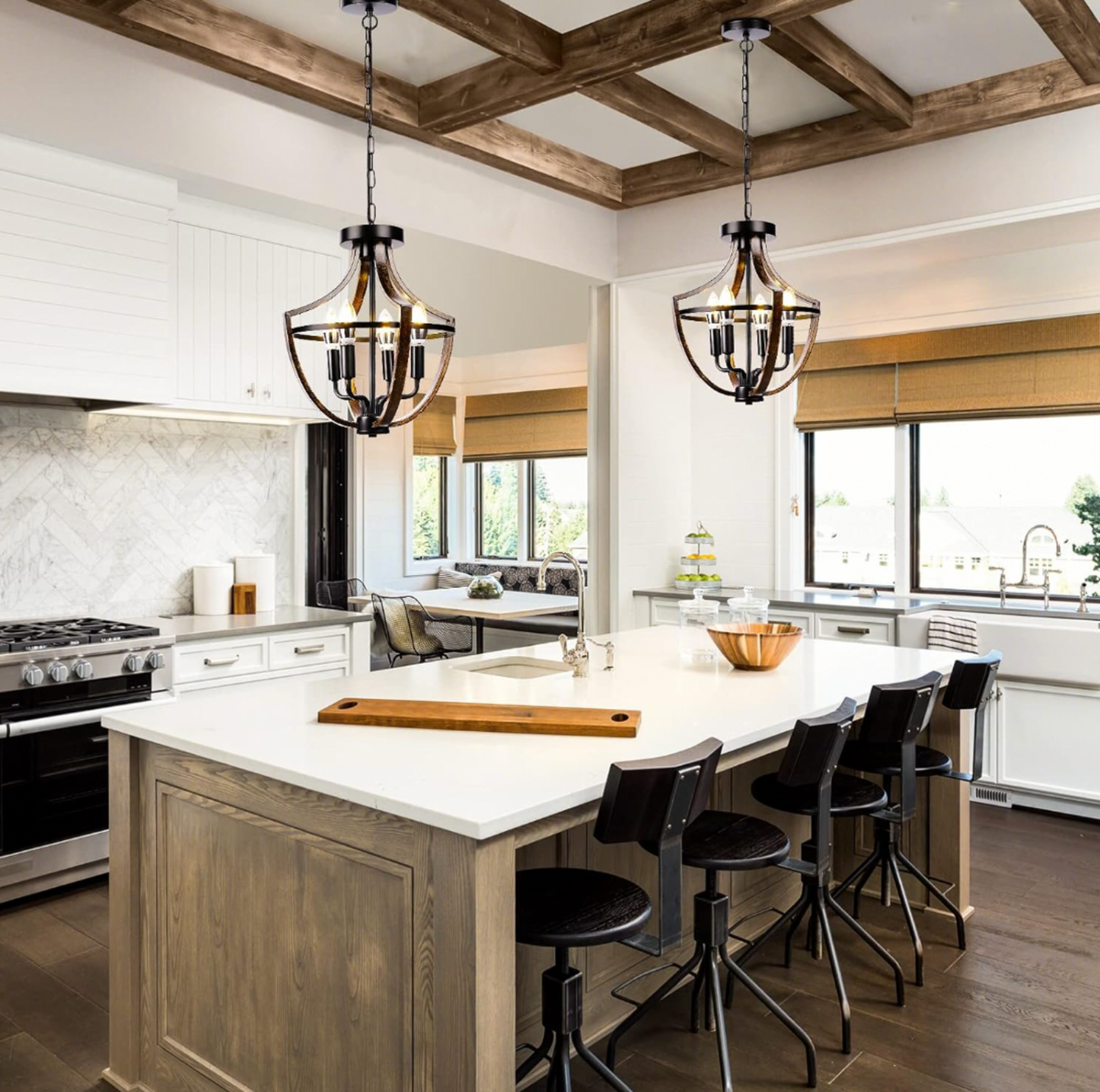 4-Light Pendant Ceiling Light – Adjustable Metal Chandelier