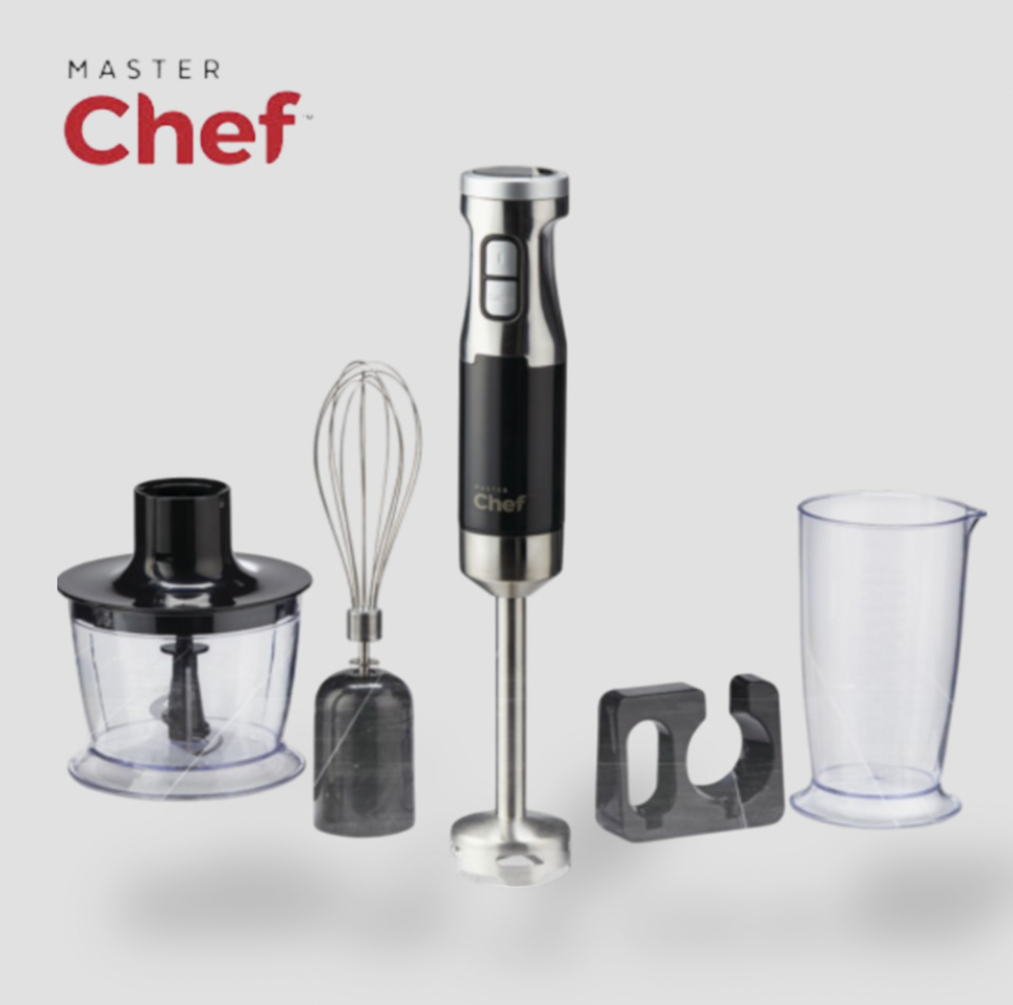 MASTER Chef Corded Hand Blender with Whisk, Stainless Steel, Black