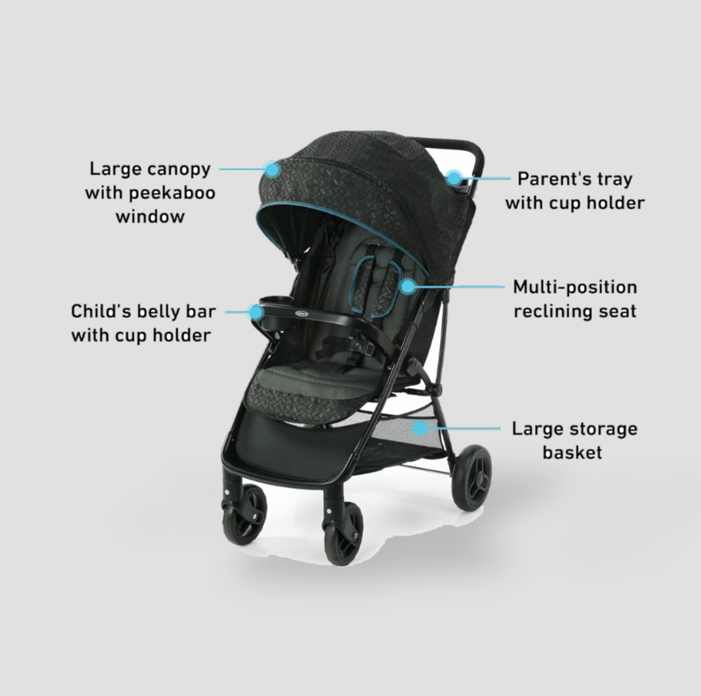 Graco NimbleLite Stroller, Lightweight Baby Stroller - Gotham