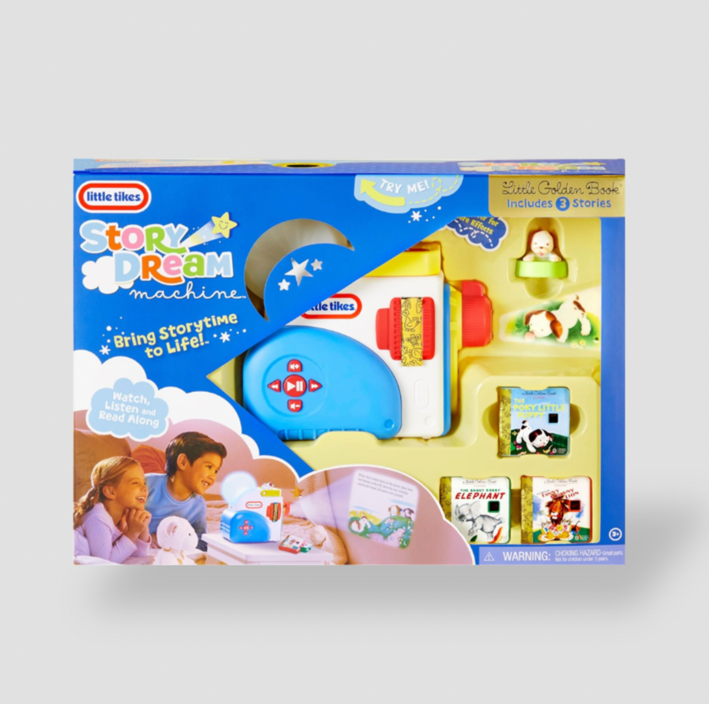 Boîte de l'ensemble de départ Little Tikes Story Dream Machine avec projecteur, livres et accessoire chiot